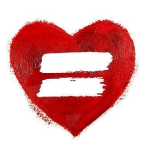 Red heart with white equal sign